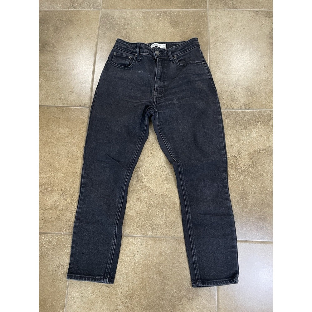 Abercrombie & Fitch Super Skinny Ankle Sz 26 2 Jeans High Rise Distressed Black